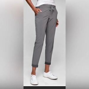 Athleta Midtown Ankle Pant Women 0 Gray Pull On Comfort Stretch Cuff Walk Travel